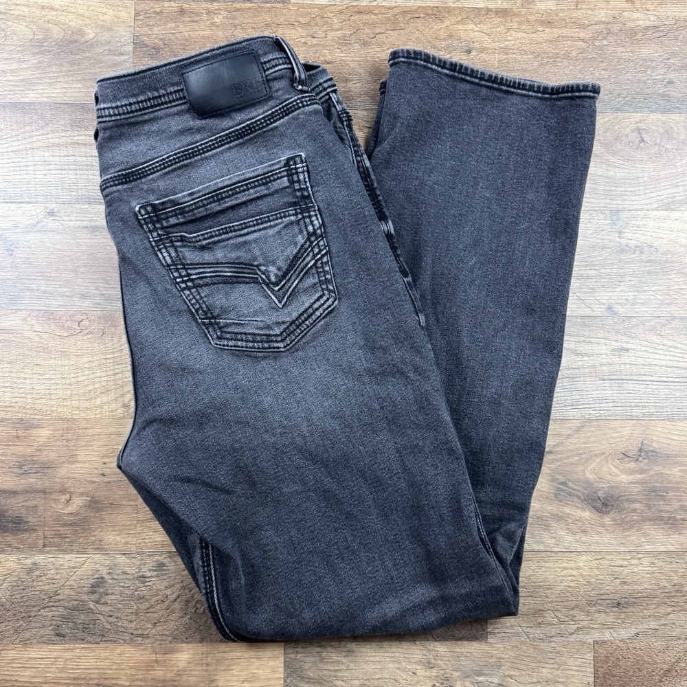BKE Tyler Jeans Mens 36x32 Bootcut Black Stretch Denim Y2K Thick Stitch